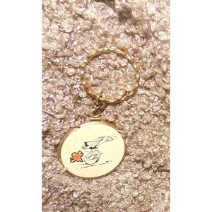 vintage metal BC comic caveman on wheel Keychain Key Ring